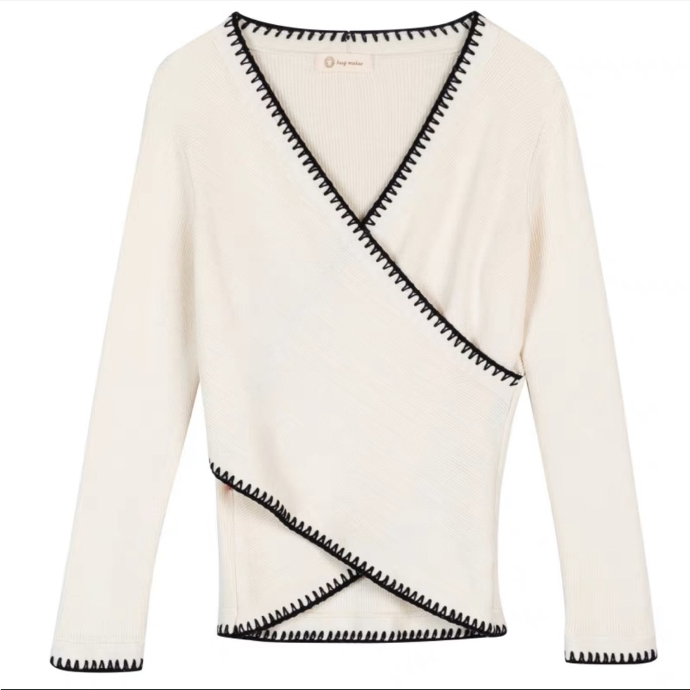 Unique White Wrap sweater Size S/M